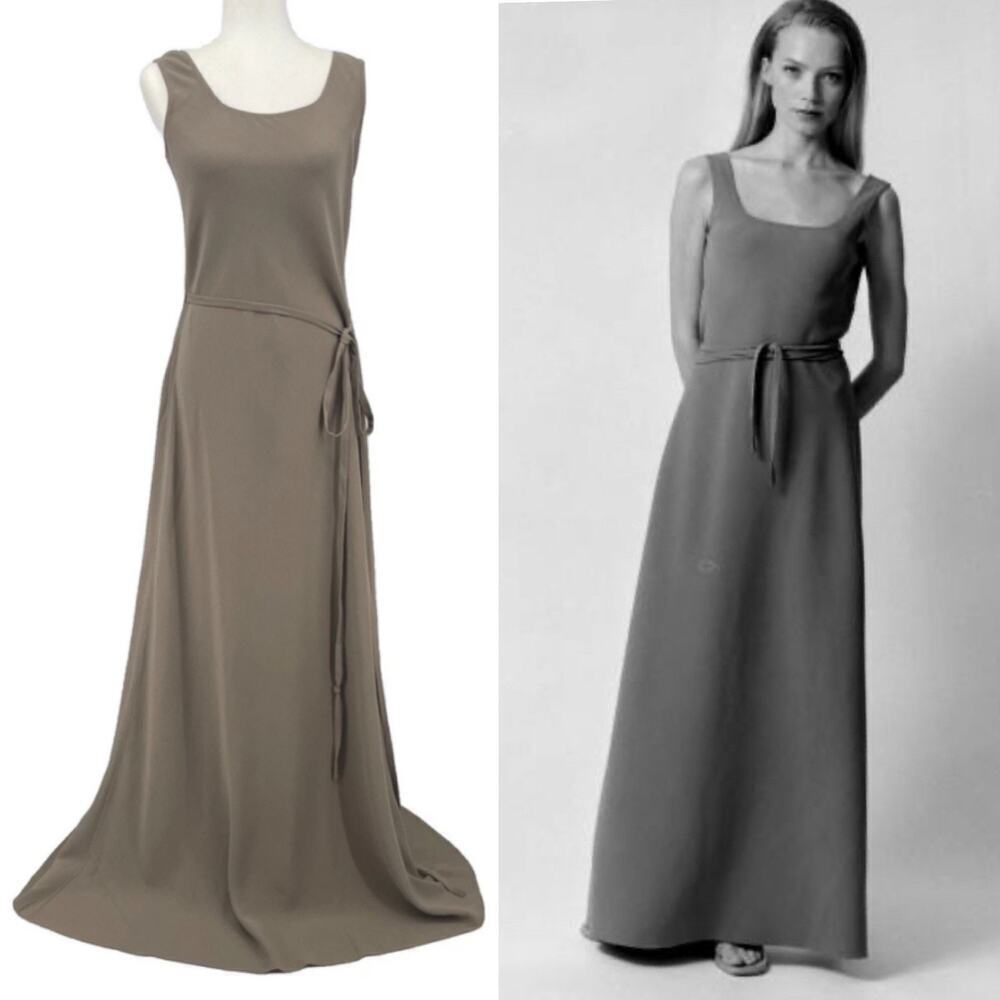 Vintage Ralph Lauren Collection Purple Label Gown Wool Maxi Dress 1998 Runway M